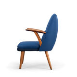 Danish Midcentury Reupholstered Blue Cocktail Chair, 1960s