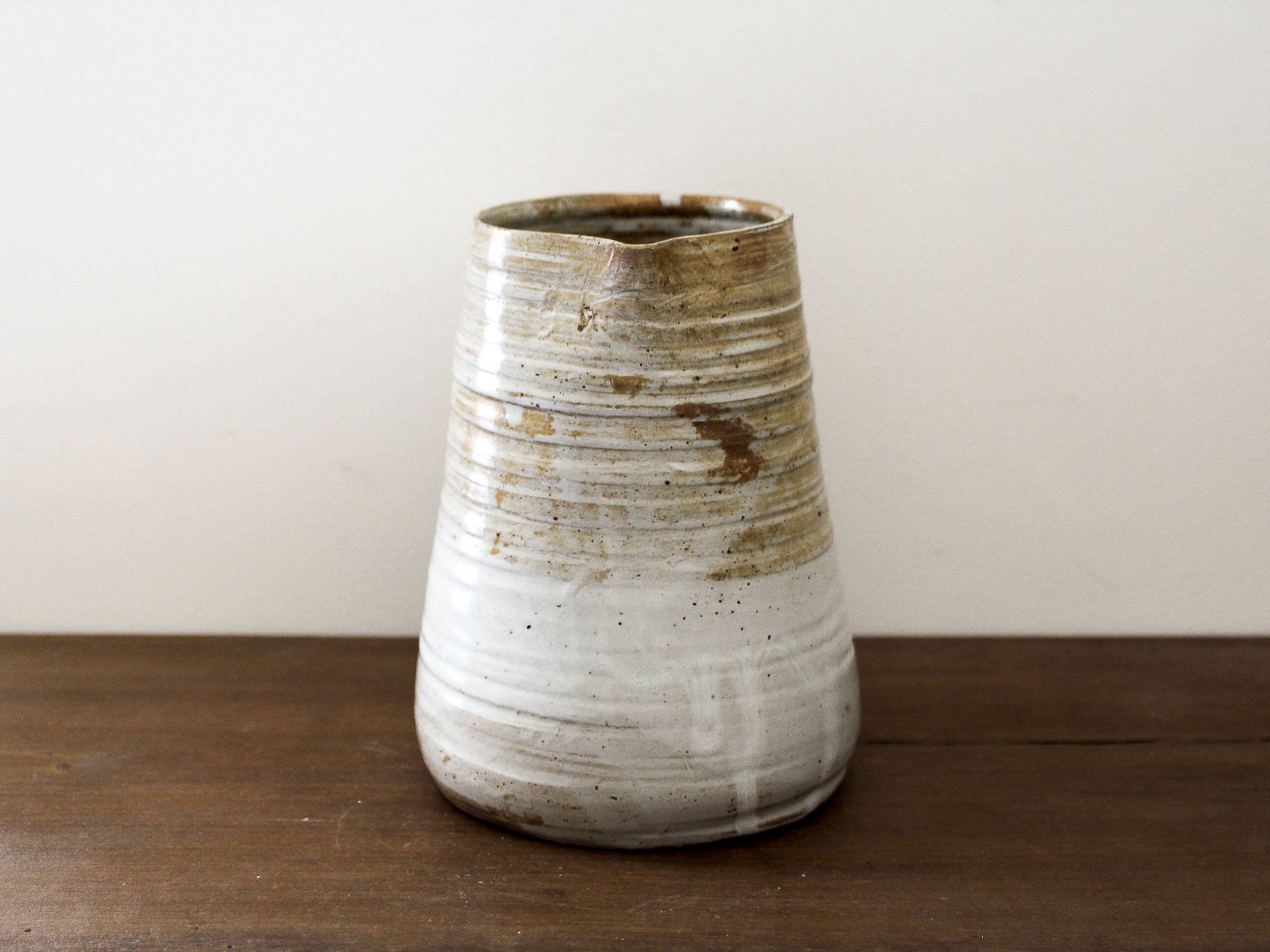 Glazed stoneware pitcher Pierre Lion Puisaye sandstone