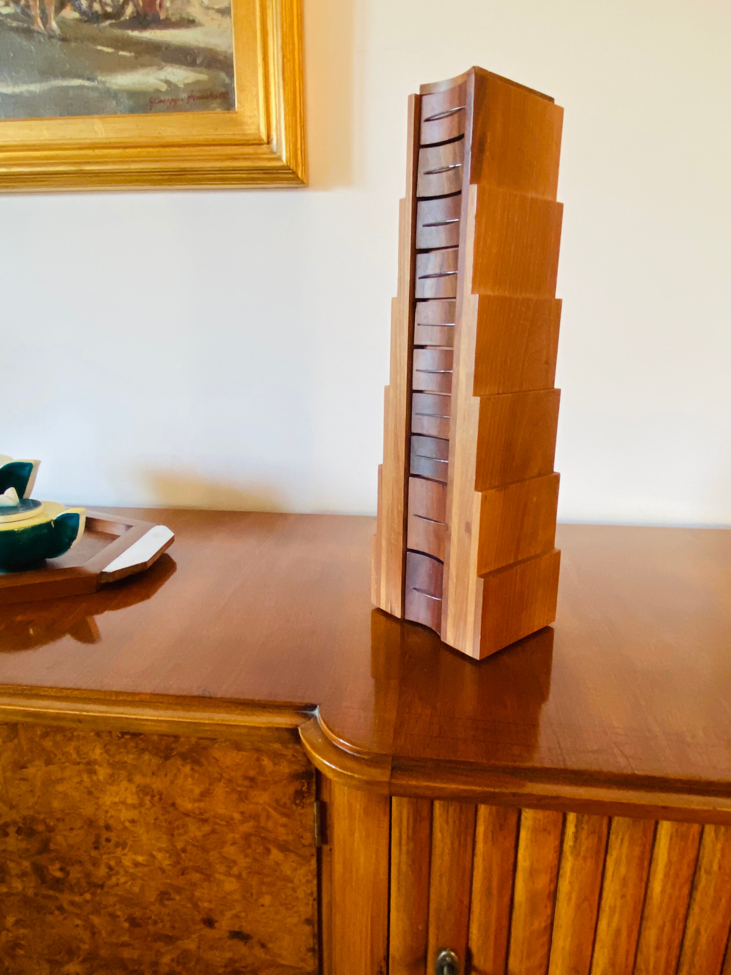 Wooden drawers jewelry box, Italy 1970s