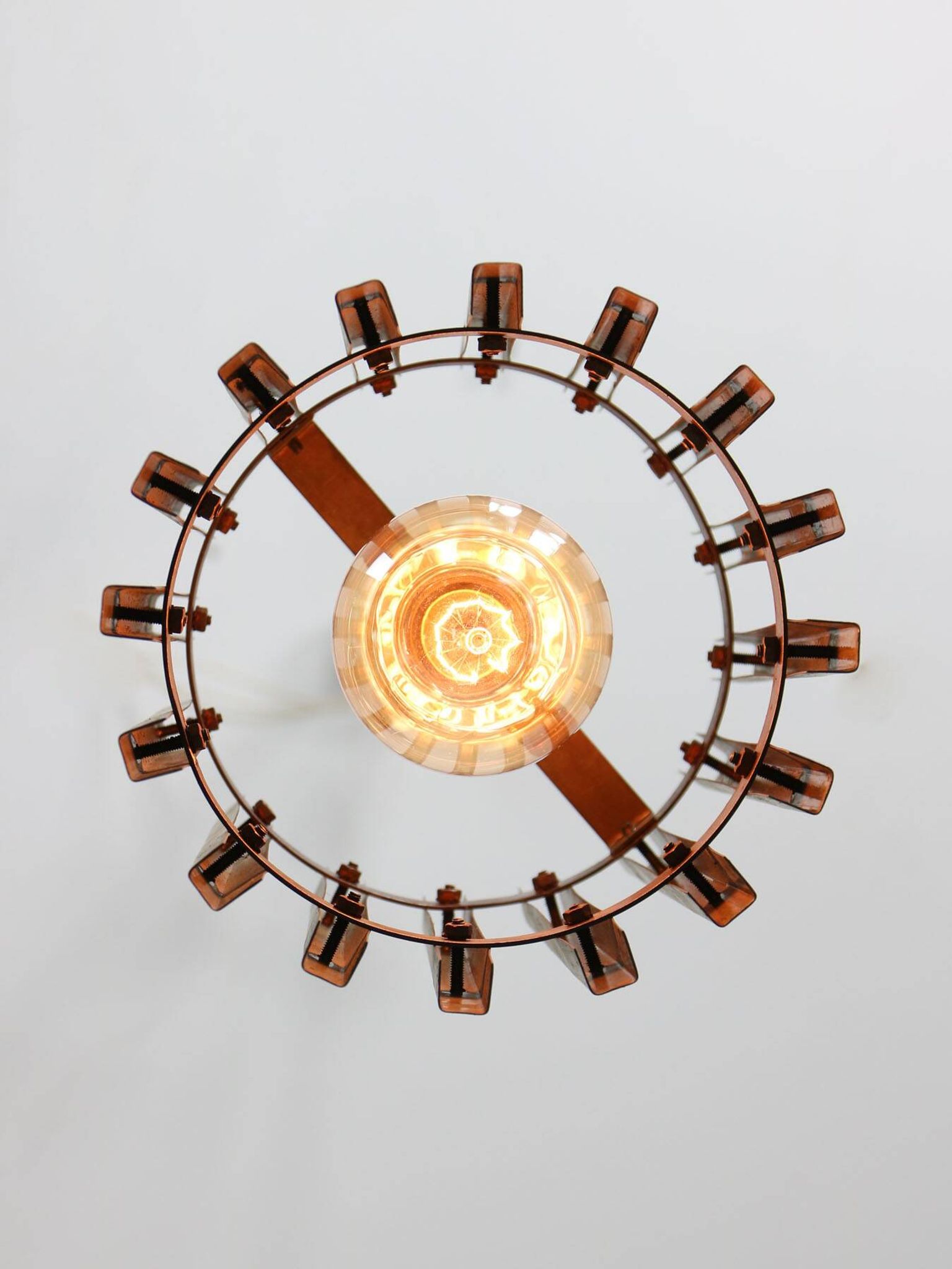 Lampe à suspension vintage en laiton italien, années 70