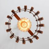 Vintage Italian Brass Cage Pendant Lamp, 70s