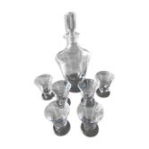 Old art deco carafe with 6 glass glasses