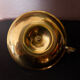 Vintage brass candle holder and floral paintings