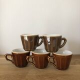 Vintage set of 5 bistro coffee cups