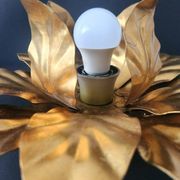 Hollywood Regency Florentine Flower-Shaped Gilt Flush Mount Hans Kögl Italy