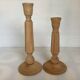 Pair of natural wood candlesticks