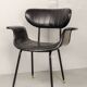 Italian Design Rosewood 'Swan' Side Chair with Black Leatherette Upholstery
