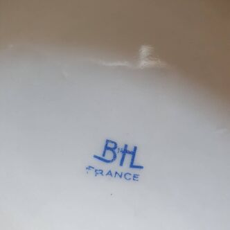Low vintage porcelain compote bowl Signed bh France