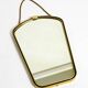Beautiful small mid-century brass wall mirror with braided hanging strap