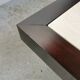 Table basse vintage travertin et bois design 1970