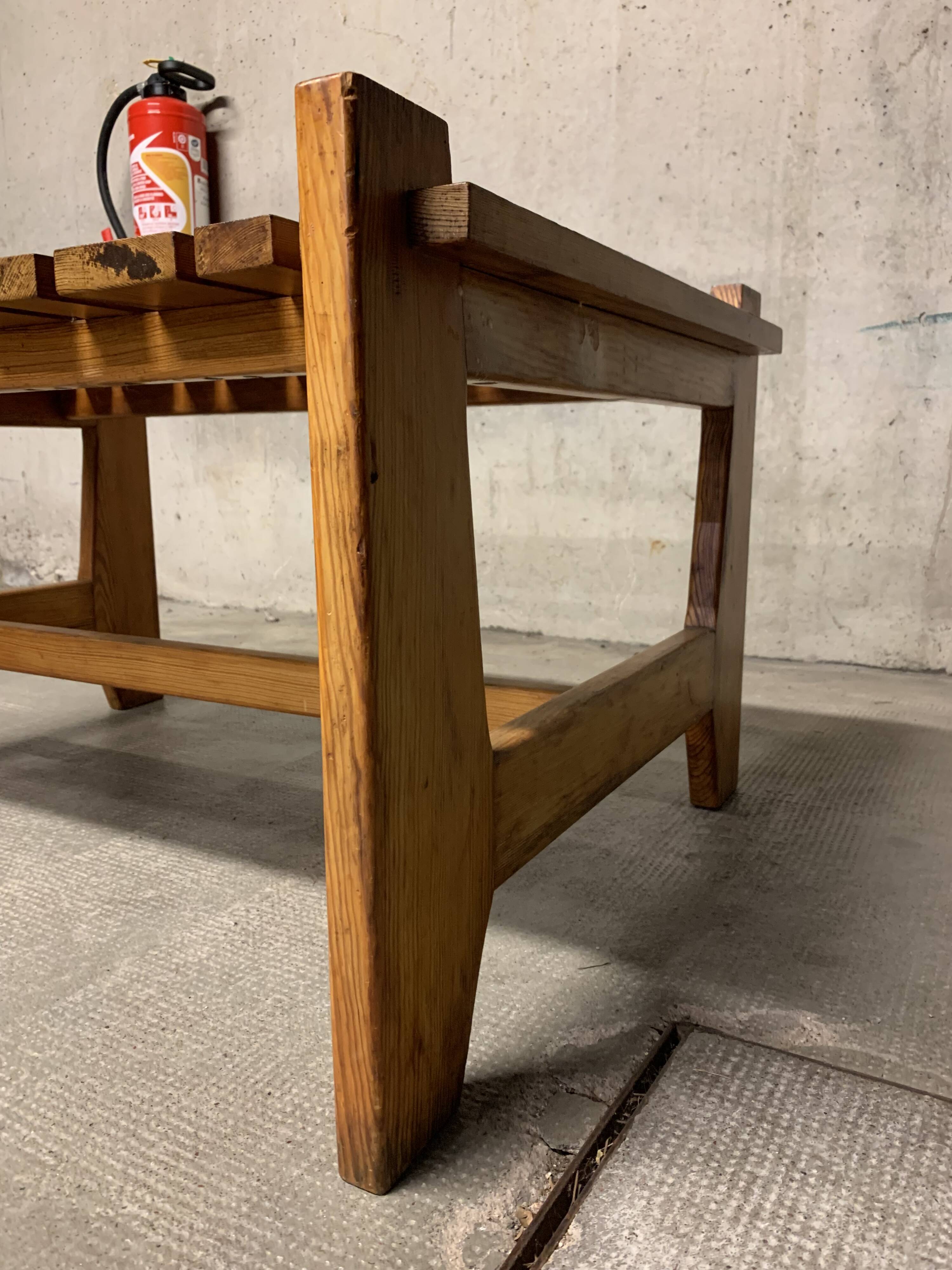 Vintage Pine Coffee Table, Reconstruction Period, Brutalist Design