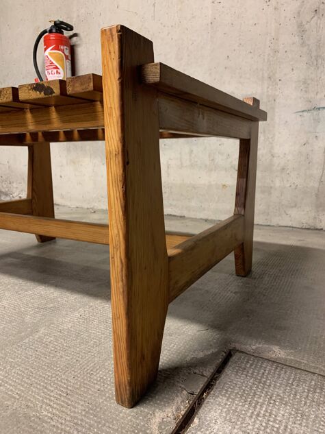 Vintage Pine Coffee Table, Reconstruction Period, Brutalist Design