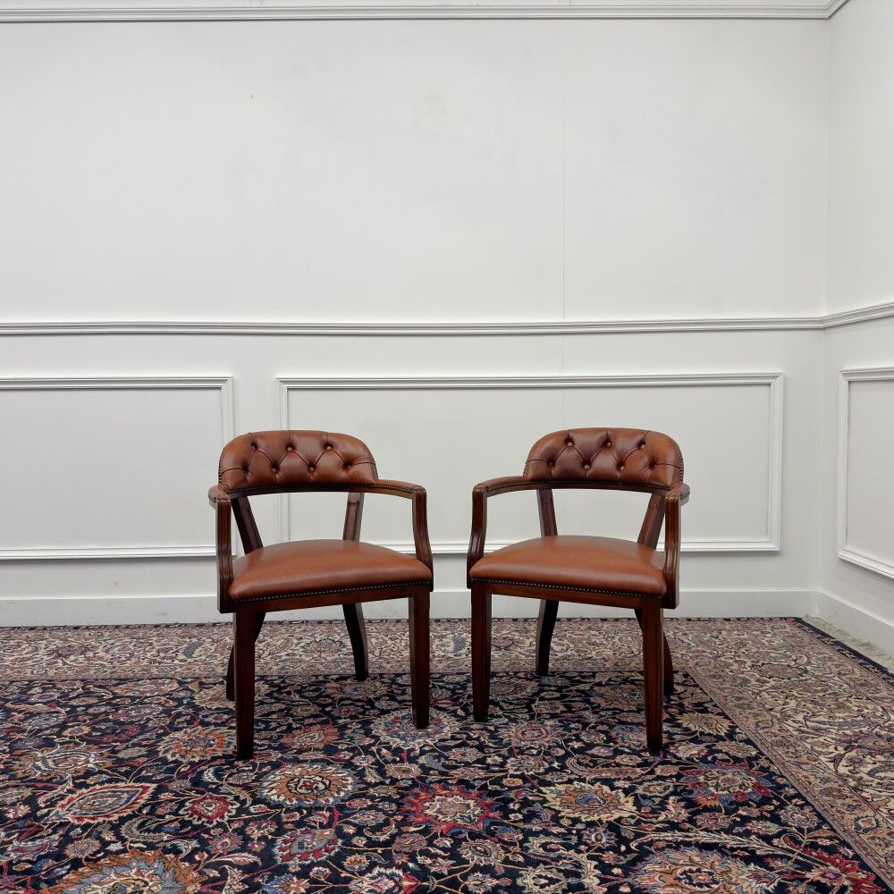 Set of Classic English Chesterfield Desk Chairs
