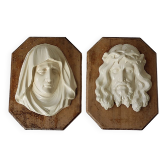 Duo de portraits religieux relief