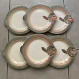 Set of 6 Digoin Sarreguemines fish plates