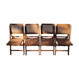 Suite of 4 folding chairs cannage 60s vintage