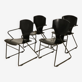 Series of 4 minimalist chairs model "EGOA 300" by Josep Mora