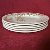 Set de 4 assiettes plates anciennes terre de fer decor de feuille de vignes