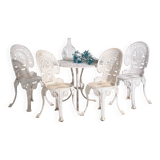 Art Nouveau garden table and chairs set (circa 1950). 5-piece set