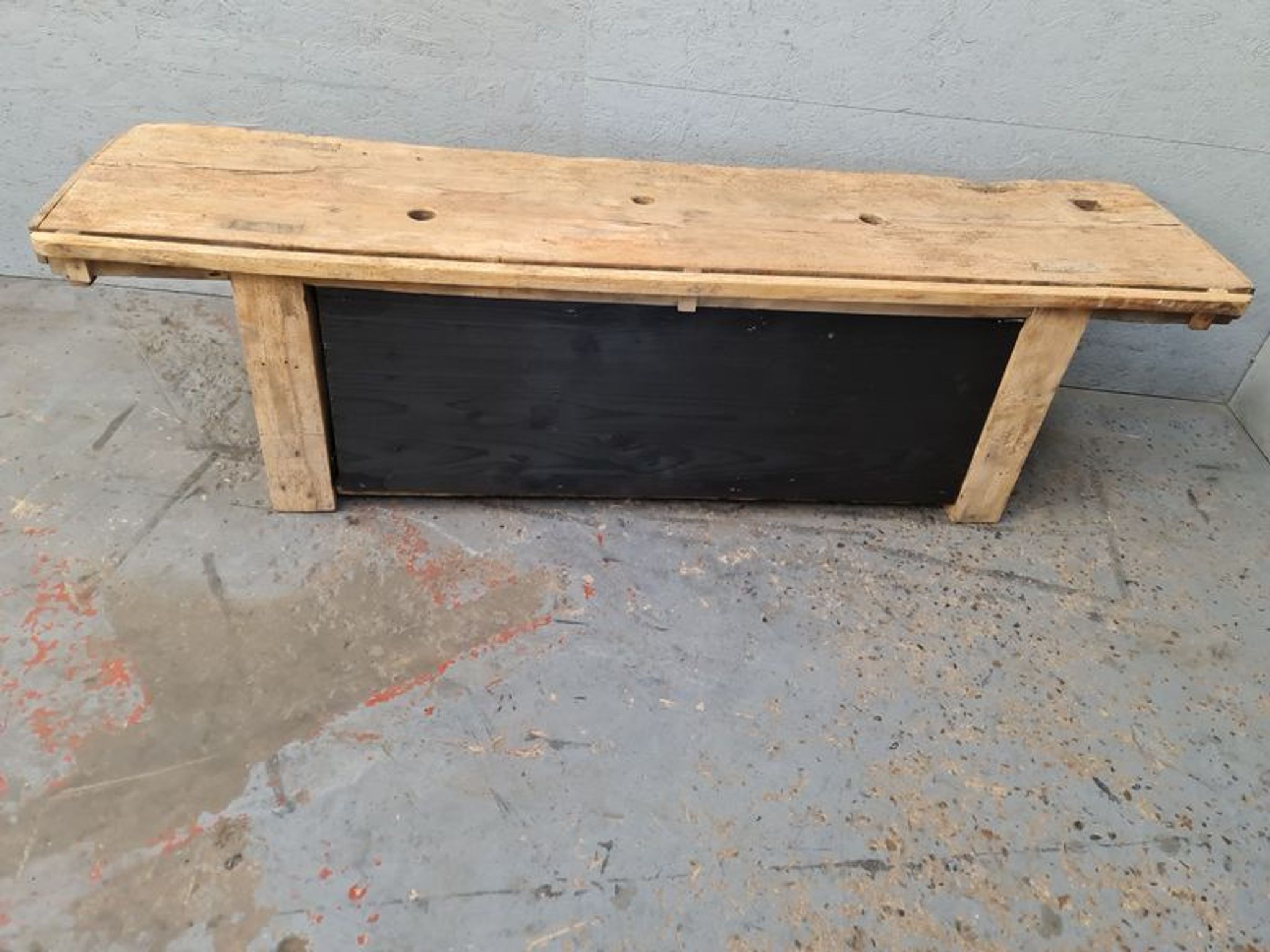 Old established furniture low industrial TV vintage oak and metal