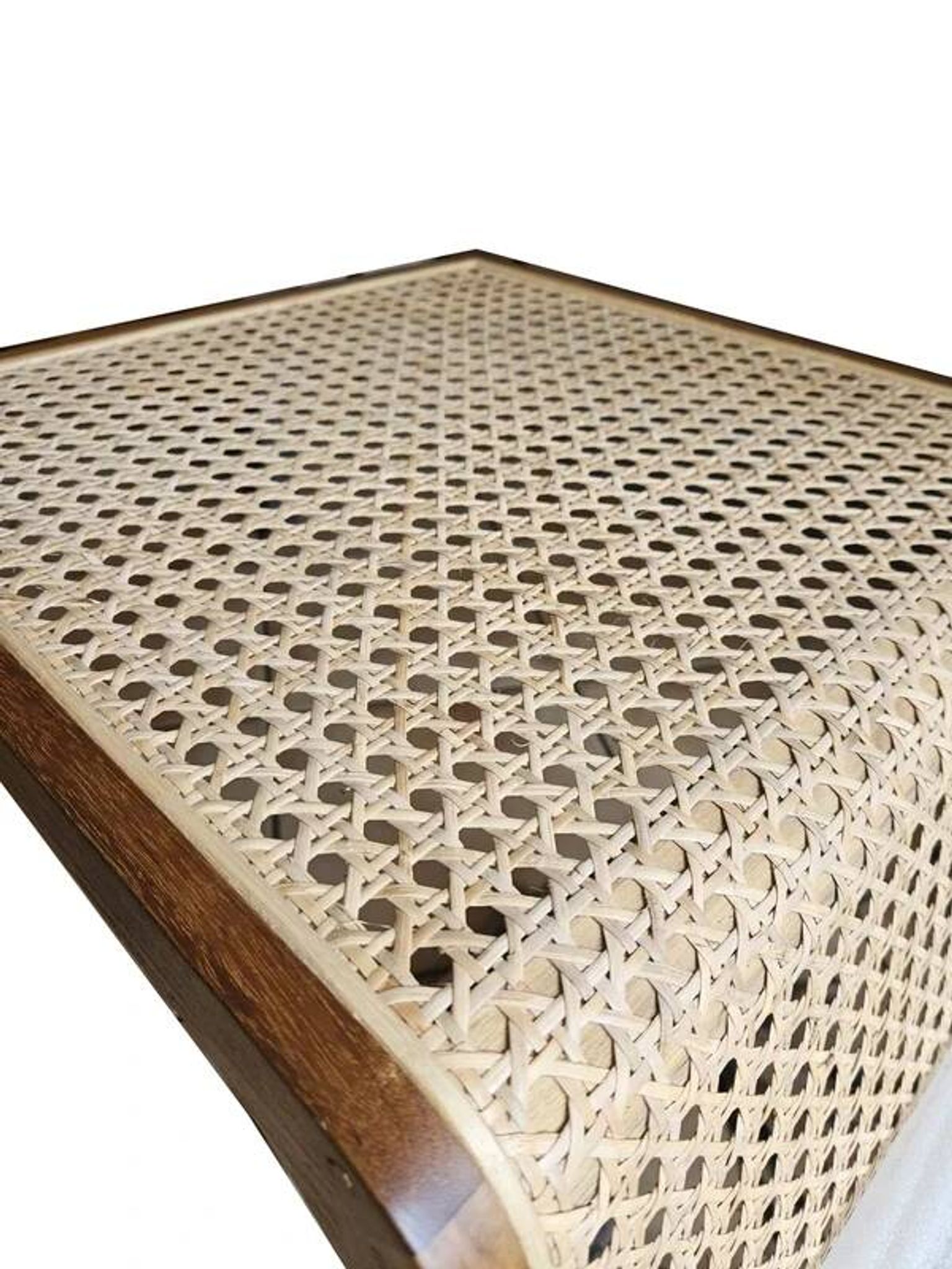 Wood and rattan bedside table made of teak wood.