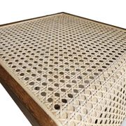 Wood and rattan bedside table made of teak wood.