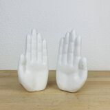 Pair of white ceramic hand bookends