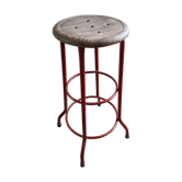 High Metal Stool/Java Teak