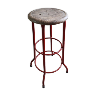 High Metal Stool/Java Teak