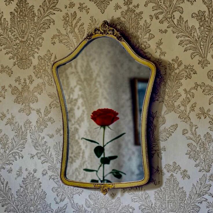 Miroir mural doré style Louis XV rocaille résine - années 60