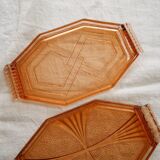 Set of 3 orange glass trays