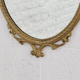Oval Brass Medallion Mirror, Italy, 1950s