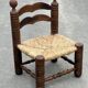 Low chair in oak and straw vintage design 60s