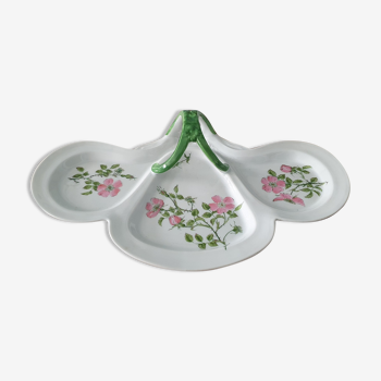 Flat, servant floral decorations in limoges porcelain
