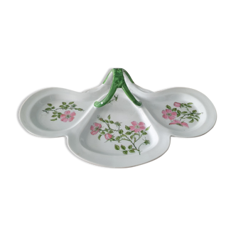 Flat, servant floral decorations in limoges porcelain