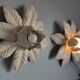 Pair of vintage white metal wall lamps/ceiling lamps
