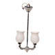 Vintage opaline lampshade chrome duck 2-arm chandelier
