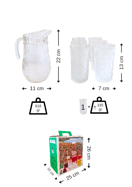 Service à boissons vintage Italien Borgonovo "Nevada" – 7 pièces