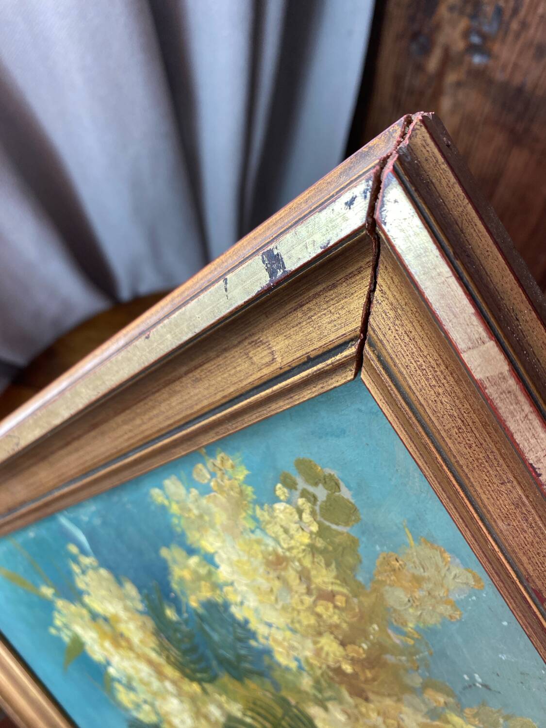 Painting on wood, mimosas, Belli