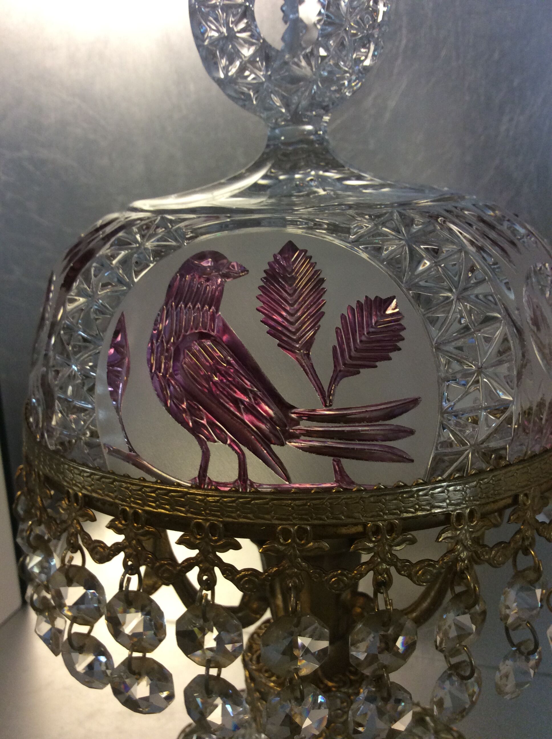 Lampe parisienne vintage à pampilles et cristal ciselé