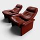 Pair of reclining lounge chairs DS 50 De Sede – Cognac Leather