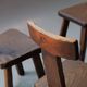 Suite de 6 chaises brutalistes en châtaignier, France, vers 1970