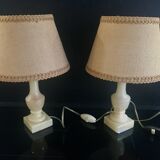 Pair of Vintage Alabaster Lamp with Lampshade