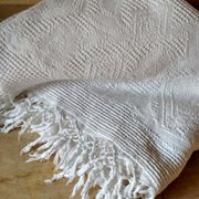 Dessus de lit en coton blanc  tissé , lit 1 place