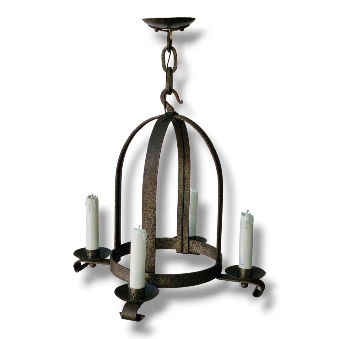 Wrought iron hanging chandelier from the 1950s