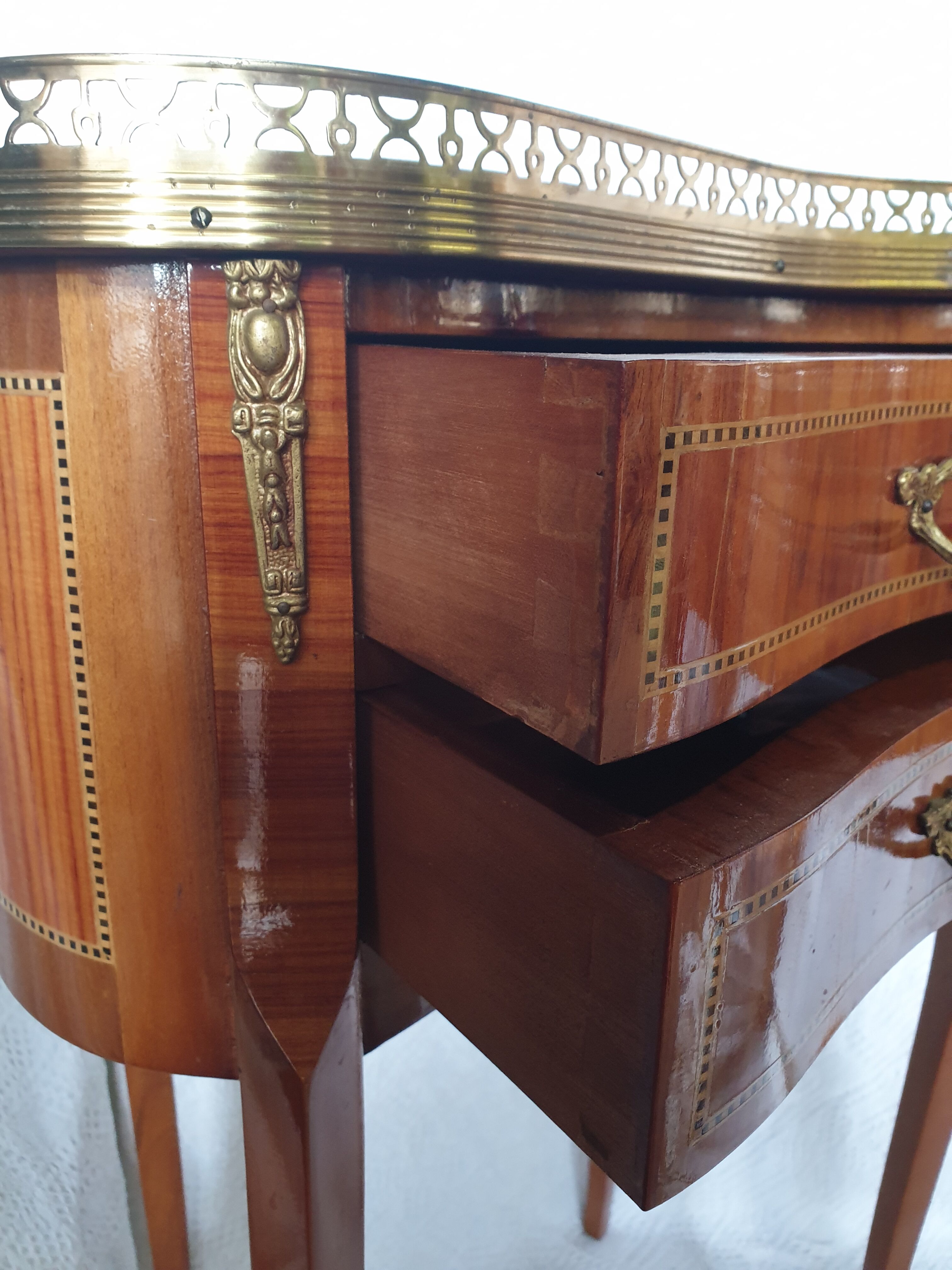 Pair of bedside tables "bean" style louis XV marked