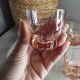Pink glass liqueur cups from the 1940s