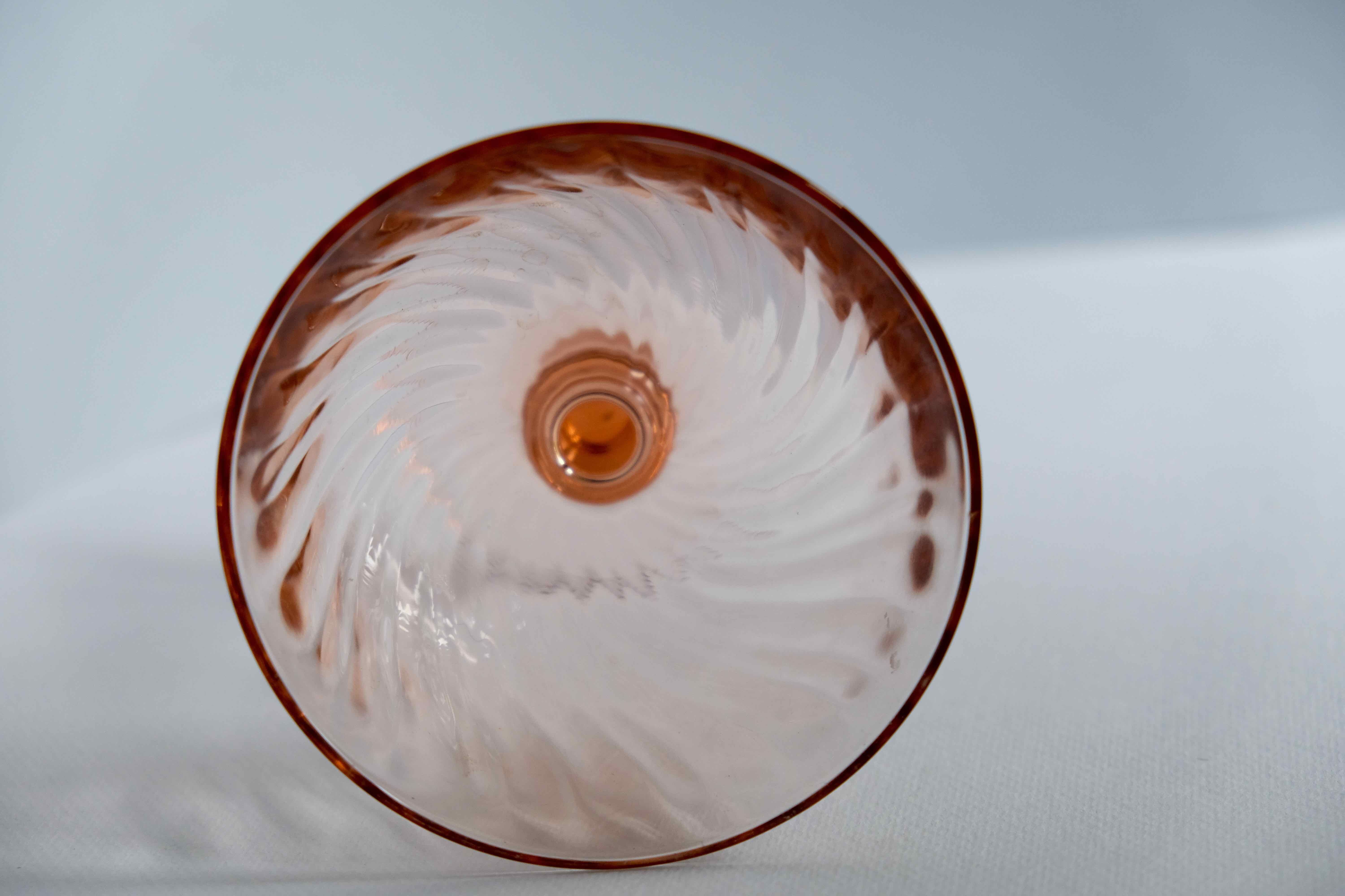 Set of 6 cups champagne rose vintage Rosaline pink swirl glass Arcoroc Luminarc France