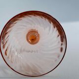 Set of 6 cups champagne rose vintage Rosaline pink swirl glass Arcoroc Luminarc France