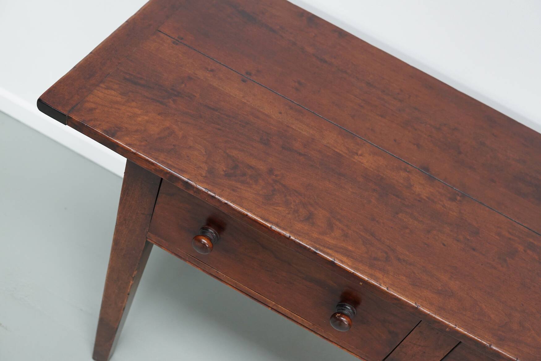 Vintage English Rustic Farmhouse Beech Side Table, 1950s